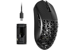 ‎ATTACK SHARK ATTACK SHARK R5Ultra Bezprzewodowa Mysz Gamingowa Hyperspeed Włókna Węglowego, 39g Ultralekkie Myszy Chwytem, 2,4 GHz/BT/USB-C, Czujnik PAW3950MAX, Bezprzewodowego 8KHz, 42000DPI, Win/Mac - Czarny