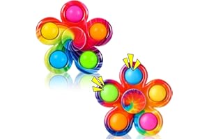 SCIONE 2PcsTie-Dye Bubble Fidget Spinner - Divertente e colorato giocattolo antistress per bambini e adulti - Design durevole e sicuro