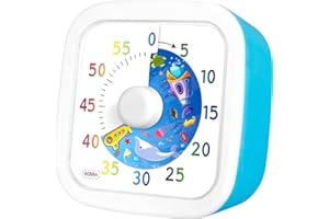 HYOJCWU Timer visivo per bambini, 60 minuti countdown timer, timer desktop strumento di gestione del tempo per bambini, timer silenzioso, tema marino timer per Cucina, Sala da Pranzo, Riunioni