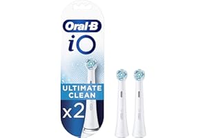 Oral-B iO Ultimate Clean Testine Spazzolino Elettrico, Confezione da 2 Testine di Ricambio Bianche, Rimuove il 100% della Placca, Progettate Esclusivamente per il tuo Oral-B iO