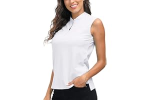 AjezMax Polo de Golf sans Manches pour Femme Débardeur Sport Respirant avec 1/4 de Zippé