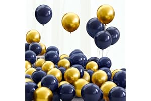 BEALIF Navy Blue and Gold Balloons, 30pcs 12 Inch Balloons Metallic in Navy Blue and Gold Thick Chrome Metallic Inflatable Balloons for Birthday Wedding Baby Shower Festival Carnival Party Decorations
