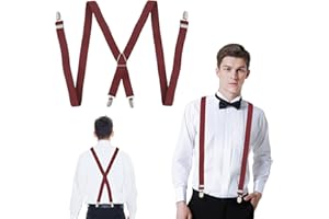 Xinjieda Mens Braces for Trousers X Shape Braces Heavy Duty Suspenders Belt with Strong Clips Mens Braces Adjustable Trouser Braces Elastic Suspenders Braces Black Braces for Most People