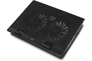 ACT Support de Refroidissement pour Ordinateur Portable 17", Hauteur réglable (2 Positions ergonomiques), 2 Ventilateurs Silencieux pour Le Bureau, concentrateur USB à 4 Ports - AC8105