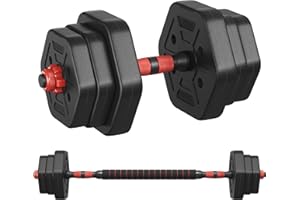 SONGMICS Dumbbell Sets, 10 kg, 20 kg, 30 kg Weights Each with Connecting Bar, Hexagon, Adjustable Weight Plates, for Men Women Workout, Fitness Training, Weight Lifting, Home Gym