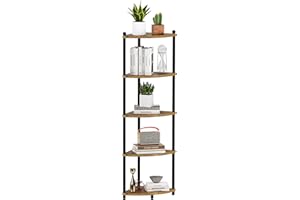 Ruichang EstanterÍa de Esquina de 5 Estantes, Estanteria Esquinera de Madera, Estante Abierto para Cocina Sala de Estar Dormitorio Espacios pequeños Pasillo Oficina