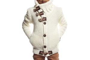 Leif Nelson Cardigan LN5585K - Maglione Invernale da Bambino, a Maniche Lunghe, con Collo Sciallato, Colore: Nero