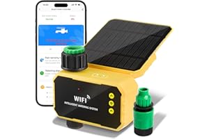 Zhwidnerso Wifi Water Timer, Solar Smart Water Timers for Irrigation, Garden Hose Timer with Rain Delay Manual Mode, Wireless Remote APP Control Irrigation System Compatible with Alexa for Garden Lawn