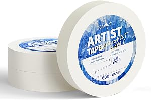 JusArt 3-pack konstnärstejp för akvarellpapper, 2,5 cm bred, totalt 177 m lång, vit konstnärstejp för maskering, inramning, m