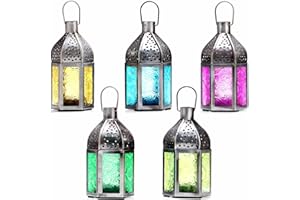 MARRAKESCH ORIENT & MEDITERRAN INTERIOR MARRAKESCH Lot de 5 lanternes orientales Faiha 14 cm pour l'extérieur comme décoration de balcon ou intérieur comme décoration de rebord de fenêtre