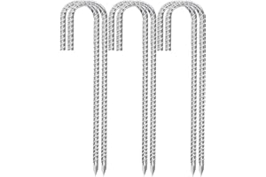 MIN-XL Paletti per cemento armato galvanizzati resistenti con filettati, tasselli di ancoraggio a terra per il fissaggio di tubi dell'acqua, argento, 30.5 cm (confezione da 6)