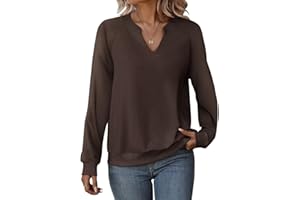 Cuptacc Pull Femme Chic Et Elegant Sweat Femme Col en V Chemisier Manches Longues Couleur Unie Automne Hiver Mode Haut