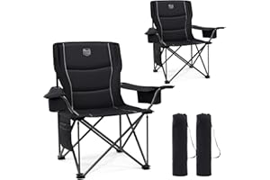 TIMBER RIDGE 2Pcs Sedia da Campeggio Pieghevole 200KG Larghezza Seduta 63cm Sedia Imbottito Ultra-large Confortevole Giardino Balcone Spiaggia Poltrona Pesca