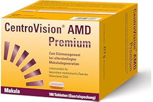 CentroVision AMD Premium – Zum Diätmanagement bei intermediärer und fortgeschrittener altersbedingter Makuladegeneration, innovative 3-Schichttablette, laktose- & glutenfrei, 180 St.