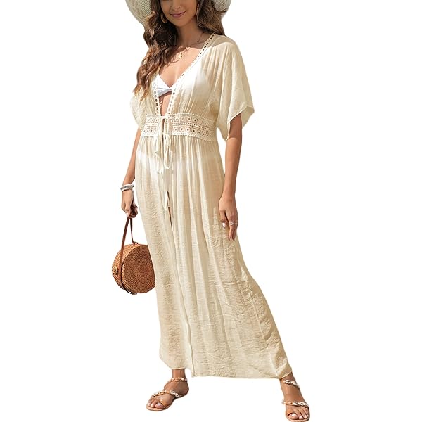 Bsubseach Strandjurk voor dames, bikini cover-up zomer, strand, bedekking, shirt, strandponcho, badmode, zwart, One size