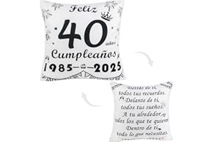 Seutgjie Regalos 40 Cumpleaños 1985-2025 Funda de Cojín para 40 Años Mujer Hombre para Esposa Esposo Novia Novio Hermana Amigos Colegas(1 Unidad)