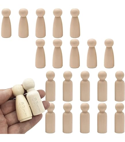 Sixfolo Houten pop, 20 stuks, 75 mm, houten figuren om te beschilderen, pop, houten stok, natuurlijk hout, onafgewerkt hout voor doe-het-zelf handwerk