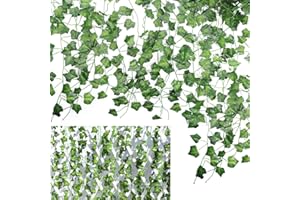 CATTLEYAHQ Vid de Hiedra Artificial 12 Piezas,Plantas de Guirnalda Colgante,Decoración para la Pared del Banquete de Boda del Restaurante del jardín del hogar