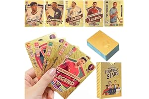 JXADVOK Football Cards, 55Pcs Football Star Cards, Sports Gold Foil Collectible Card Soccer Star Euro Card for Children's Birthday (Gold)
