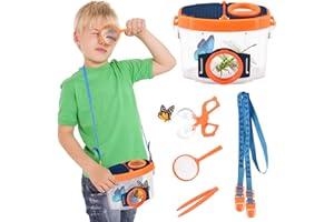DOEDOEFONG Scatola per Insetti Bambini, Barattolo Lente Osservazione Insetti, Scatola di Insetto con Pinzette, Set Cattura Insetti con Lente D'Ingrandimento, Giochi Esplorazione Bambini, Giocattoli Educativi
