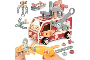 Vanplay Giochi Bambini 3 Anni Cassetta Attrezzi Bambini Giochi in Legno, Attrezzi Giocattolo Bambini 47Pezzi, Montessori Educativi Regalo 3 4 5 Anni