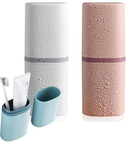 Kit Voyage Brosse à Dents Et Support Ours - 2 Brosses + Tasse, Matériau Écolo En Fibre De Blé