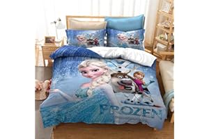 Goplnma - Ropa de Cama Infantil Elsa Frozen para niñas, impresión Digital 3D, con Funda de Almohada con Cremallera, Microfibra, Multicolor (200 × 200 cm, 9)
