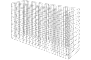 vidaXL Lit Surélevé à Gabion Acier Galvanisé Argenté 180x50x100 cm Jardinière