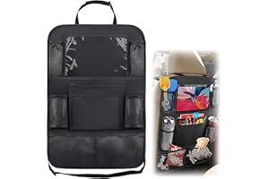 Tunknew Black Car Seat Organiser Bag, Car Backseat Organizer with 9 Storage Pockets Car Tidy Organiser Back Seat with 10" Touch Screen Tablet Holder