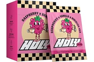 HOLY ENERGY HOLY Iced Tea Lot de 10 boîtes de dégustation « Rasperry x Vanille » avec poudre goût framboise et vanille | 10 portions d'antioxydants et de superaliments | Thé glacé sans sucre | Végétalien avec