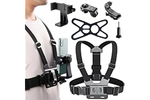 ELFINFI Multifuncional Soporte Movil Pecho, Pecho Pechera para Grabar con el Movil, Accesorios Camara Deportiva Adecuado para Ciclismo, Motocicleta, Esquí y Otros Vídeos Deportivos