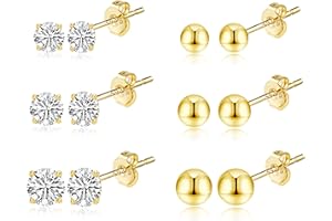 KISSPAT Ohrstecker Creolen Set für Damen, Hypoallergenes Ohrstecker glänzende Kleines Creolen für empfindliche Ohren, Ohrringe set für mehrere Piercings
