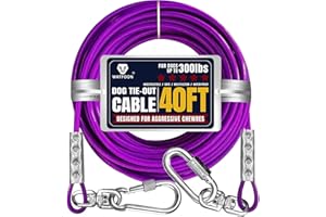 WATFOON Tie Out Cable for Dogs Up to 300lbs,100ft Extra Strong 1000lbs Break Strength Tie-out Tether Trolley Training Lead,Dog Run Cable for Yard Garden Park Camping Outside (Purple, 300lbs 40ft)