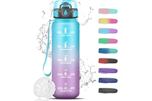 Grsta Borraccia 500/1000/1500, Borraccia Motivazionale con Indicazione del Tempo, Borraccie Palestra Senza Perdite, Borracce per Adulto, Palestra, Lavoro, Scuola, Yoga, Ufficio, Trekking