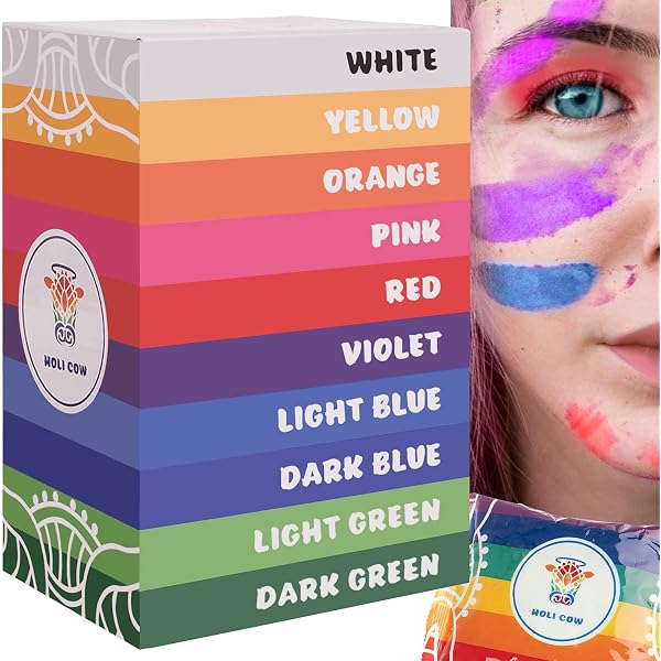 H2i Holi Farbpulver-Set – 7 Farben à 100 G, Natürliches Pulver Für Festivals & Fotoshootings