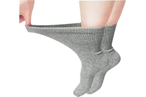 JZY QZN Diabetic Socks for Men Women Extra Wide Copper Added, Non Elastic Cotton Socks for Big Foot Comfort Fit, Swollen Feet Ankles Legs (2/4/6 Pairs)