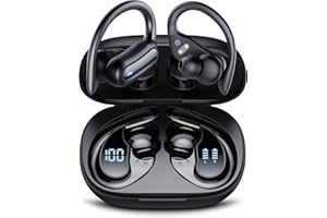 CASCHO Ecouteurs Bluetooth sans Fil Sport, Écouteurs Bluetooth 5.3 avec 4 Micrs.60 Heures d'annulation du Bruit des Appels ENC.Basses Profondes,Étanche IPX7.Casque pour iOS et Android