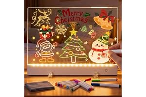 SERIONR Led Zeichenbrett, Led Notiztafel Mit 12 Farben Stiften, Acryl Notiztafel Transparente Leuchtendes Schreibbrett, 30x 20cm Maltafel Kinder, Abwischbar, Notizblock, Memo, Zeicthenbret