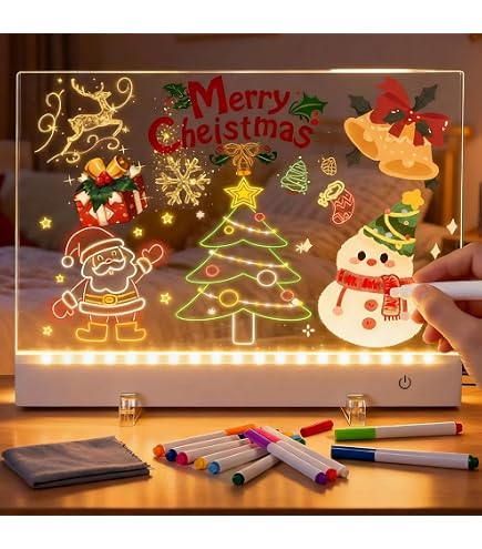 Tablette Lumineuse LED Wondiko 30x20 Cm – Tableau Dessin Enfants Effaçable 7 Couleurs, Idée Cadeau Créatif