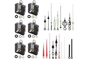 FKSOWBBK 6 Stücke Hoch Drehmoment Lange Welle Uhrwerk Mechanismus,Wanduhr Zeiger mit 7 Paaren Verschiedene DIY Reparatur Teile Uhrwerk Ersatz Zubehör