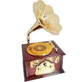 Dekoratif Nostaljik D&ouml;nen Plaklı Gramafon M&uuml;zik Kutusu hd133