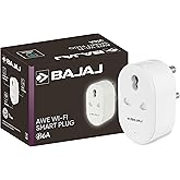 Bajaj AWE Wi-Fi Smart Plug 16A | 2 Star Rated | Energy Efficient | Over Charge Protection | Energy Consumption Monitoring & U
