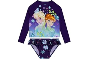Disney Costume Mare Bambina Frozen, Costume Bambino Piscina Elsa E Anna, Costumi Bambina Manica Lunga, età 2-10 Anni