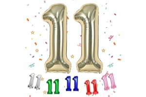 TNYKER Zahlen Luftballon 11, Gold 11. Geburtstag Deko für Junge Mädchen, 40" Champagner Gold Folienballon 11 für 11 Jahre Geburtstag, Helium Zahlenballon 11, Hell Gold Ballon 11 für Hochzeitstag Deko