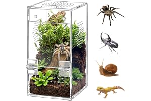 Silkwish akryl reptil terrarium, 360° rektangulärt vivarium med tvärventilation