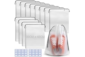 PYROCLASIA 12 Stück Schuhbeutel Reise Schuhtaschen Schuhsack PE Reisen Gadgets 30x40cm Shoe Bag Travel Essentials Koffer Organizer Schuhe Wasserdicht Stoff Reisetasche Flugzeug Reiseutensilien Zubehör Urlaub