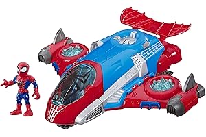 Playskool Heroes Marvel Super Hero Adventures – Jet QG Spider-Man et figurine 12,5cm - Jouet Spider-Man