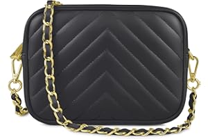 Parubi Pochette Bolso de Hombro, Bolsa de Cuero Auténtico Acolchada Bolsos con Bandolera Trenzada con Cadena, Bolsa con Correa para el Hombro para Mujer y Chica (Lola)