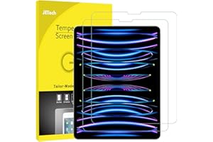 JETech 2 Stück Schutzfolie für iPad Pro 12,9 Zoll Modell 2022/2021/2020/2018 (6./5./4./3.Gen), Kante zu Kante Liquid Retina Display, Unterstützt Pencil & Face ID, Gehärtetem Displayschutzfolie