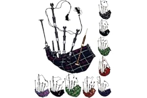 TARTANCITY Schottischer Dudelsack in voller Größe, Palisanderholz oder braunes Finish mit silberfarbenen Halterungen, inklusive Anleitungsbuch, Tragetasche, Drohne, Schilfrohr (schwarz, Mackenzie)